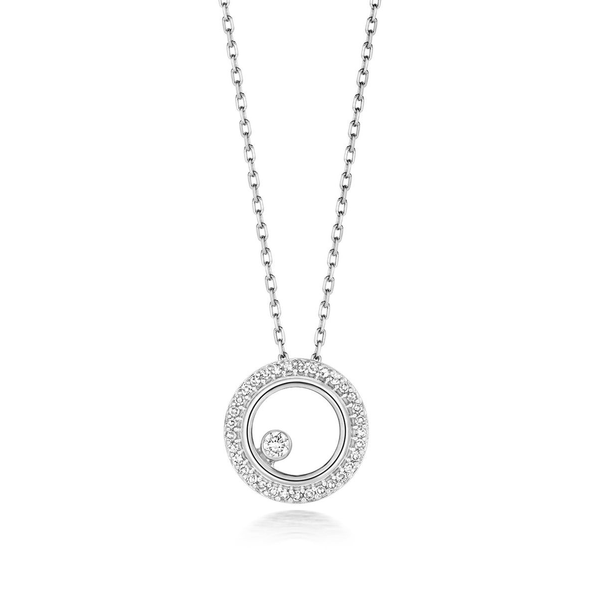 Mwclis Diemwnt Aur Gwyn 9ct 0.08CT