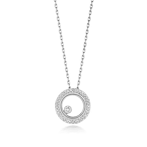 Mwclis Diemwnt Aur Gwyn 9ct 0.08CT