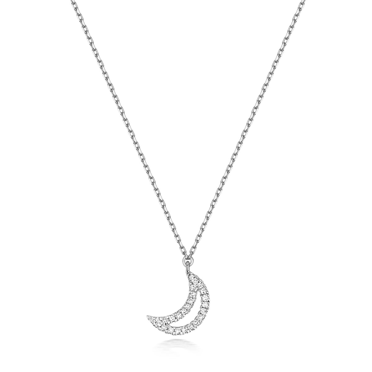 Amlen Ddiemwnt Aur Gwyn 9ct 15-16 1/2" 0.05CT