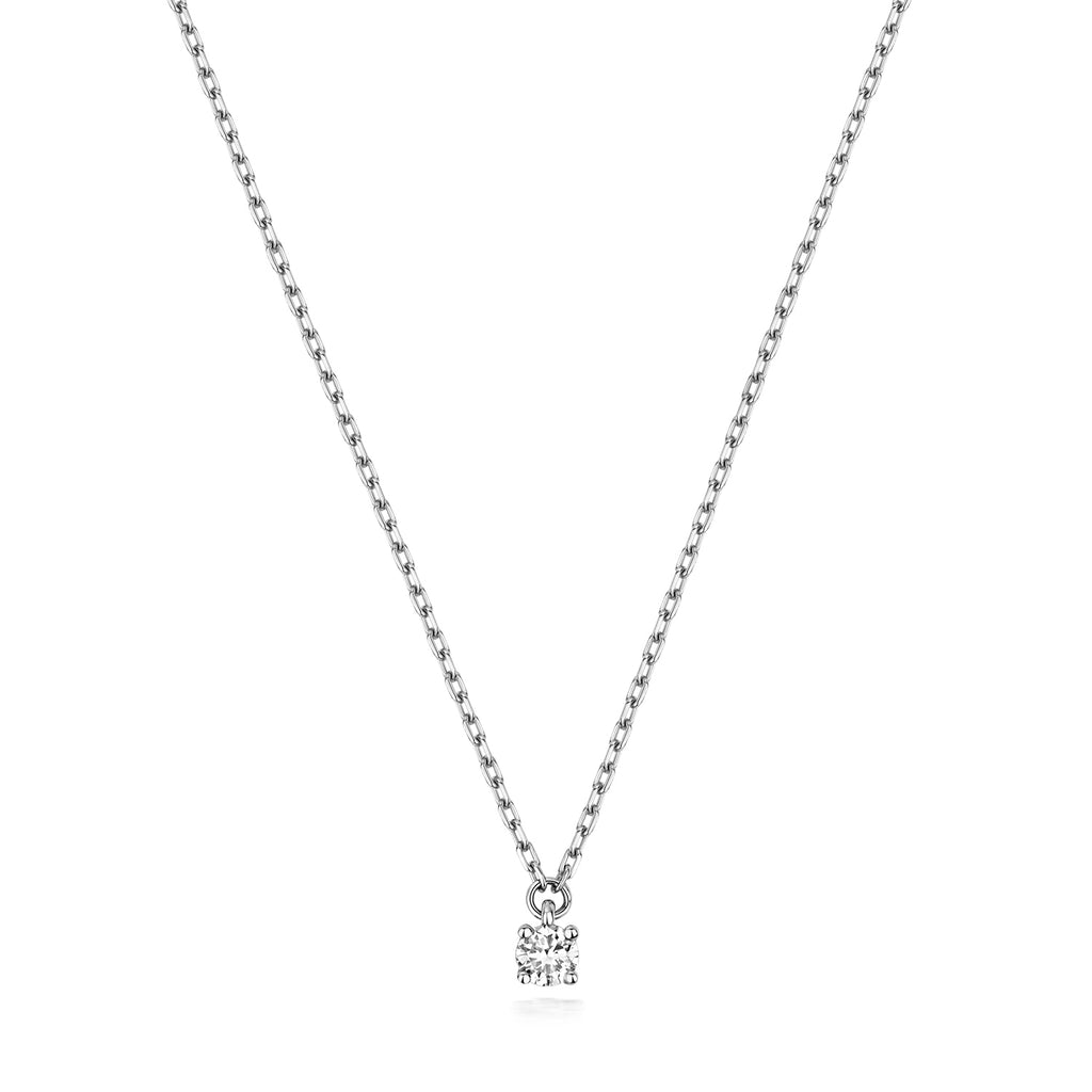 9ct White Gold 15-16 1/2"" Diamond Necklace 0.05CT