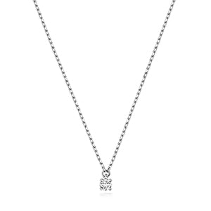 9ct White Gold 15-16 1/2"" Diamond Necklace 0.05CT