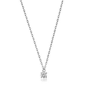 Mwclis Diemwnt 9ct Aur Gwyn 15-16 1/2"" 0.1CT