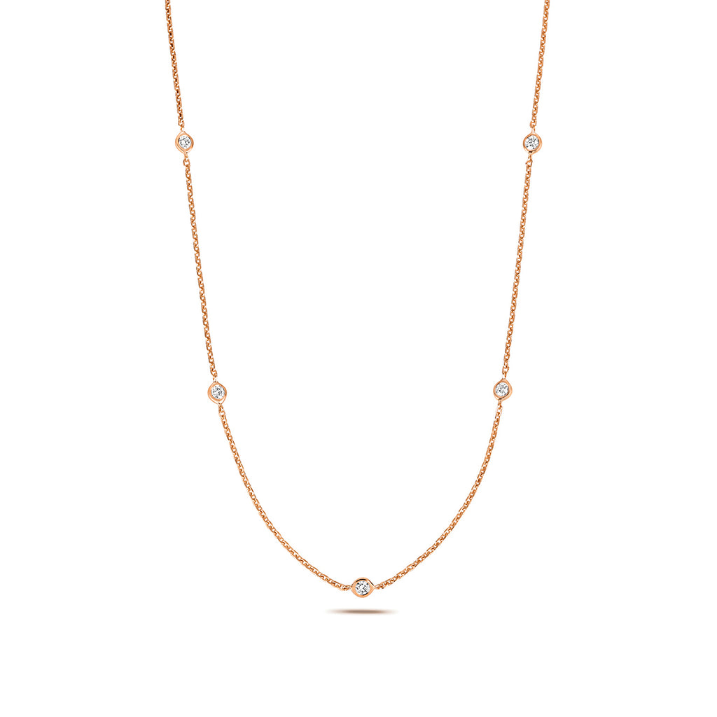 18ct Rose Gold 17" Diamond Necklace 0.35CT