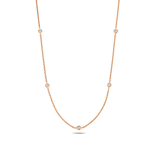 18ct Rose Gold 17" Diamond Necklace 0.35CT