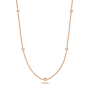 18ct Rose Gold 17" Diamond Necklace 0.35CT