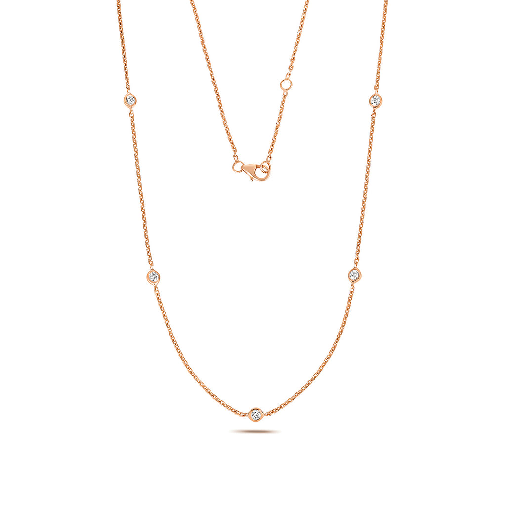 18ct Rose Gold 17" Diamond Necklace 0.35CT
