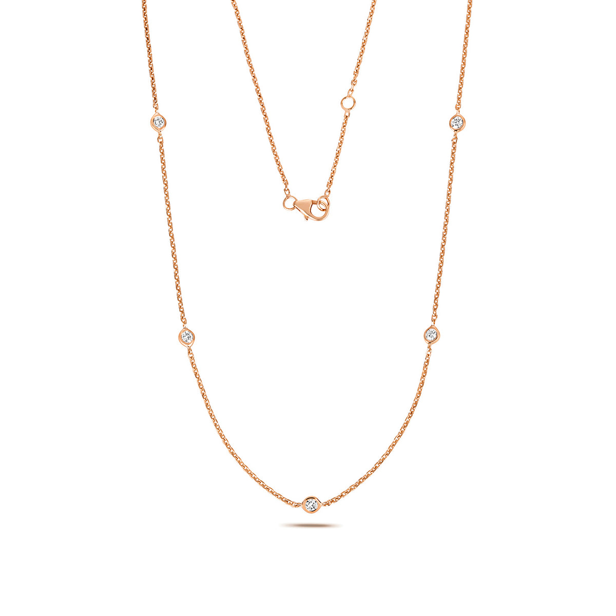 18ct Rose Gold 17" Diamond Necklace 0.35CT