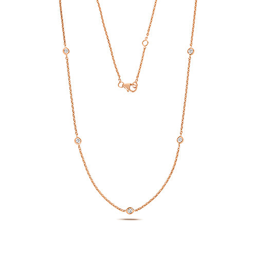 18ct Rose Gold 17" Diamond Necklace 0.35CT