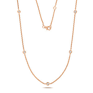18ct Rose Gold 17" Diamond Necklace 0.35CT