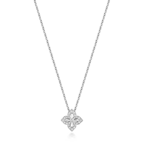 Cadwyn Aur Gwyn 18ct gyda Diemwnt 0.12CT