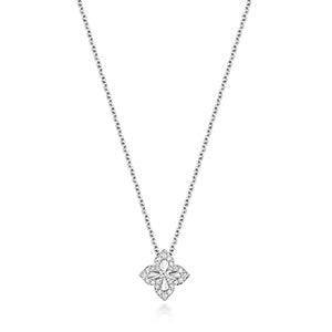 Cadwyn Aur Gwyn 18ct gyda Diemwnt 0.12CT