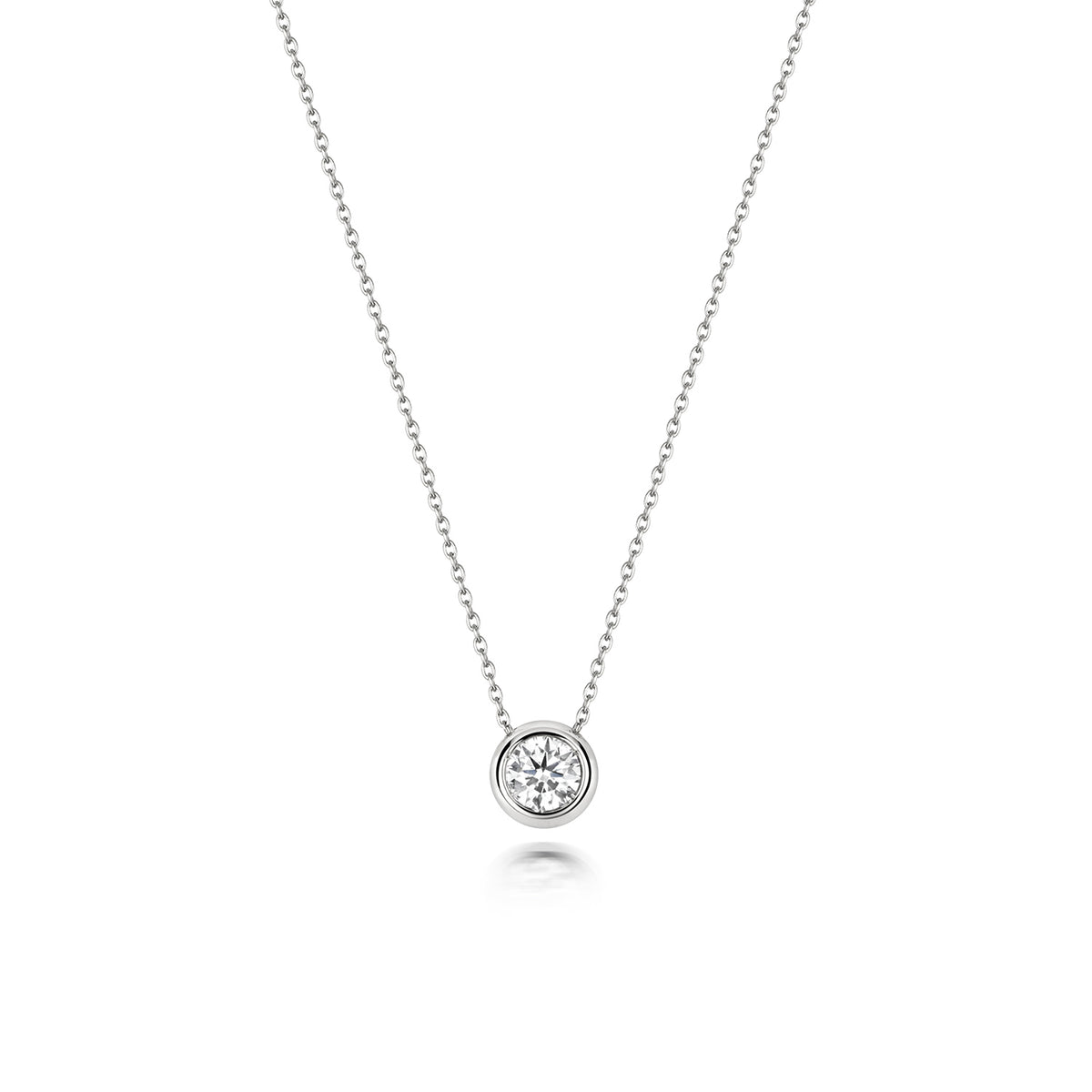 Mwclis Aur Gwyn 18k gyda Diemwnt 0.2CT