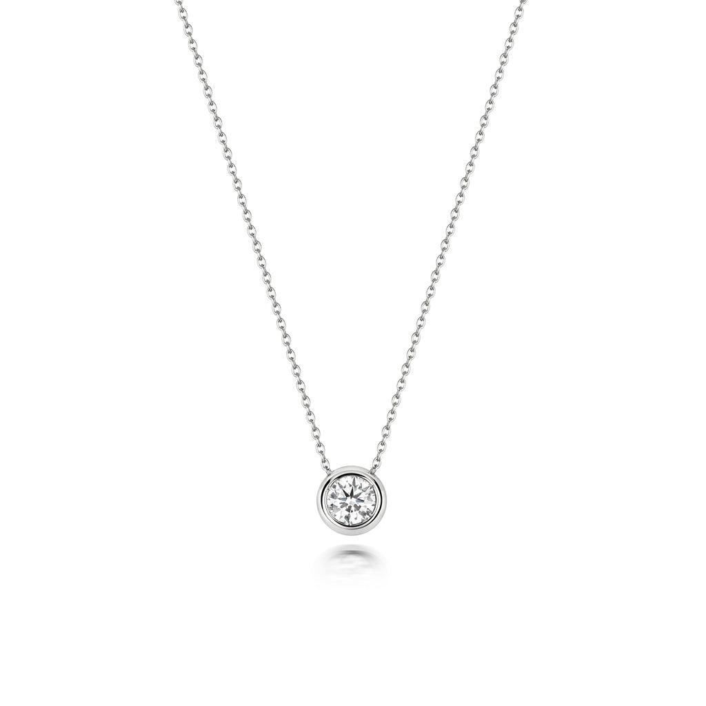 Mwclis Aur Gwyn 18k gyda Diemwnt 0.2CT
