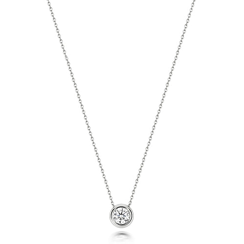 Mwclis Aur Gwyn 18k gyda Diemwnt 0.2CT