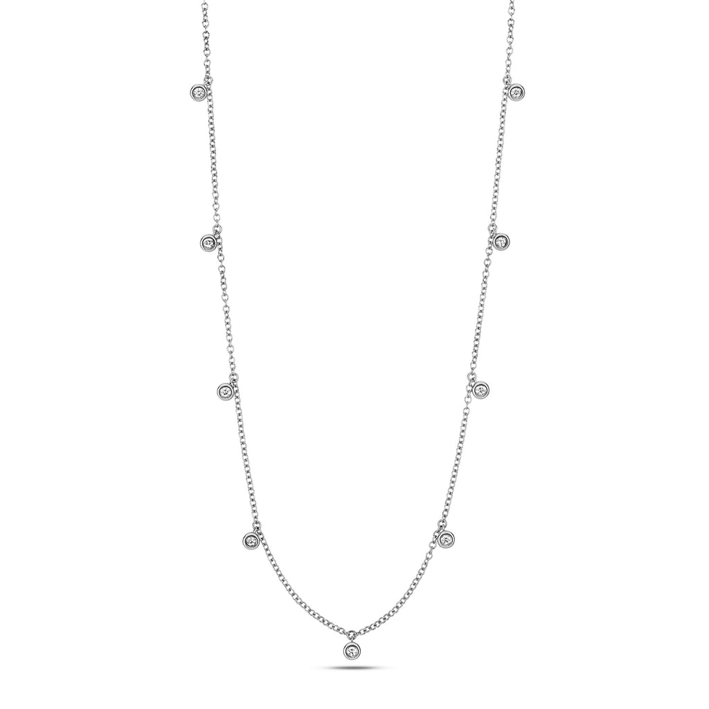 Mwclis Diemwnt Aur Gwyn 18ct 16-17"" 0.23CT