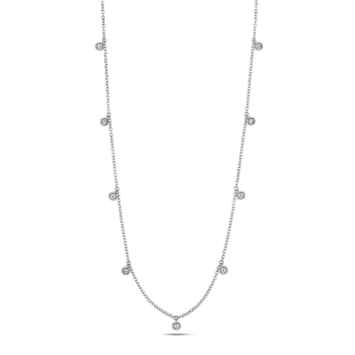 Mwclis Diemwnt Aur Gwyn 18ct 16-17"" 0.23CT