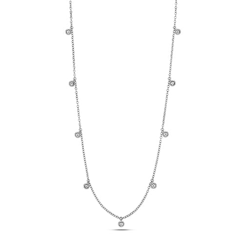 18ct White Gold 16-17"" Diamond Necklace 0.23CT