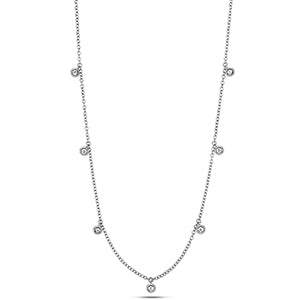 Mwclis Diemwnt Aur Gwyn 18ct 16-17"" 0.23CT