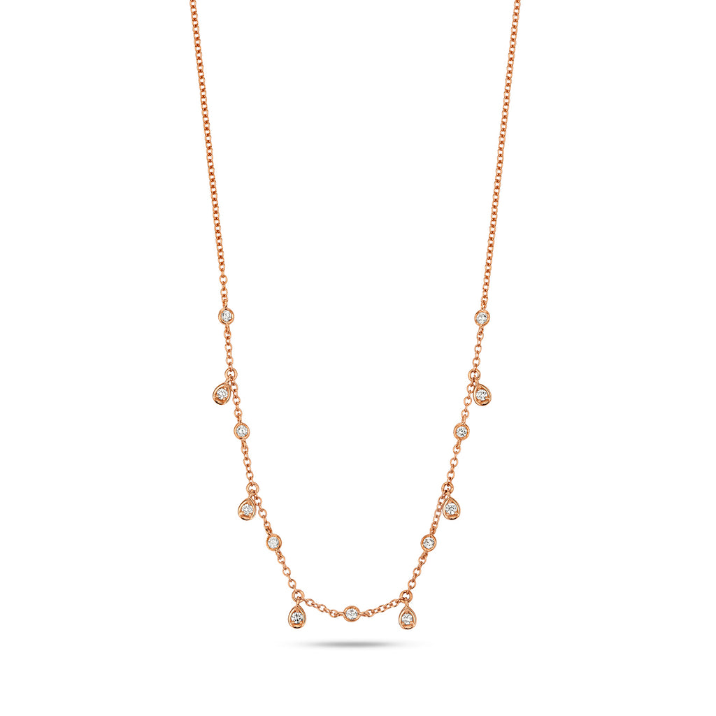 Mwclis Diemwnt Aur Rhosyn 18ct 16-17"" 0.27CT