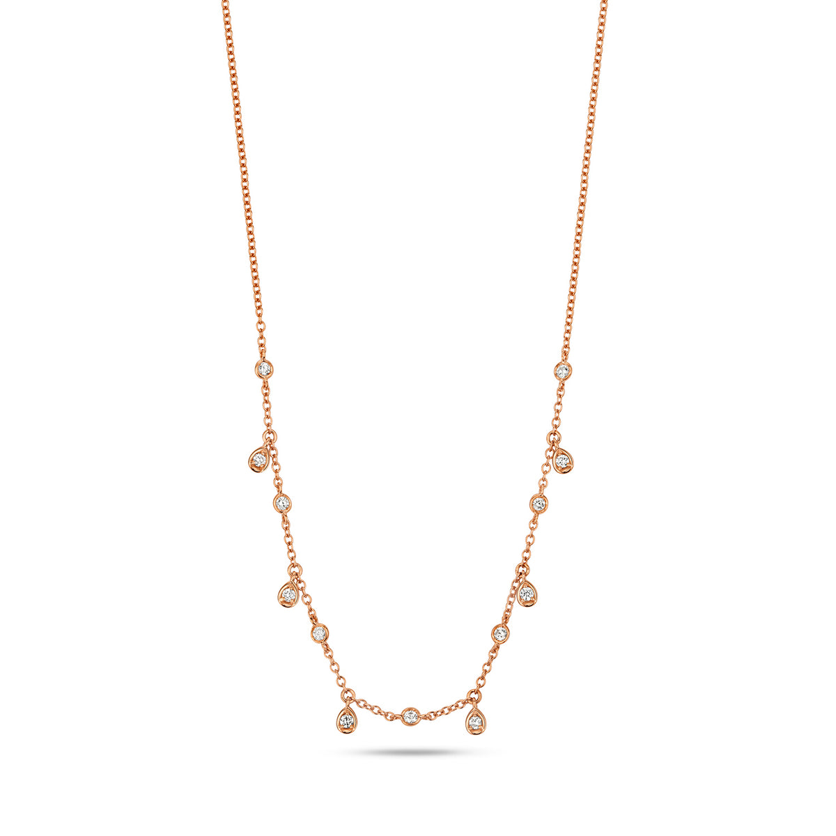 18ct Rose Gold 16-17"" Diamond Necklace 0.27CT