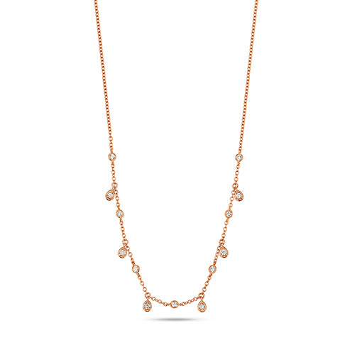 18ct Rose Gold 16-17"" Diamond Necklace 0.27CT