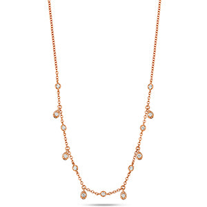 Mwclis Diemwnt Aur Rhosyn 18ct 16-17"" 0.27CT