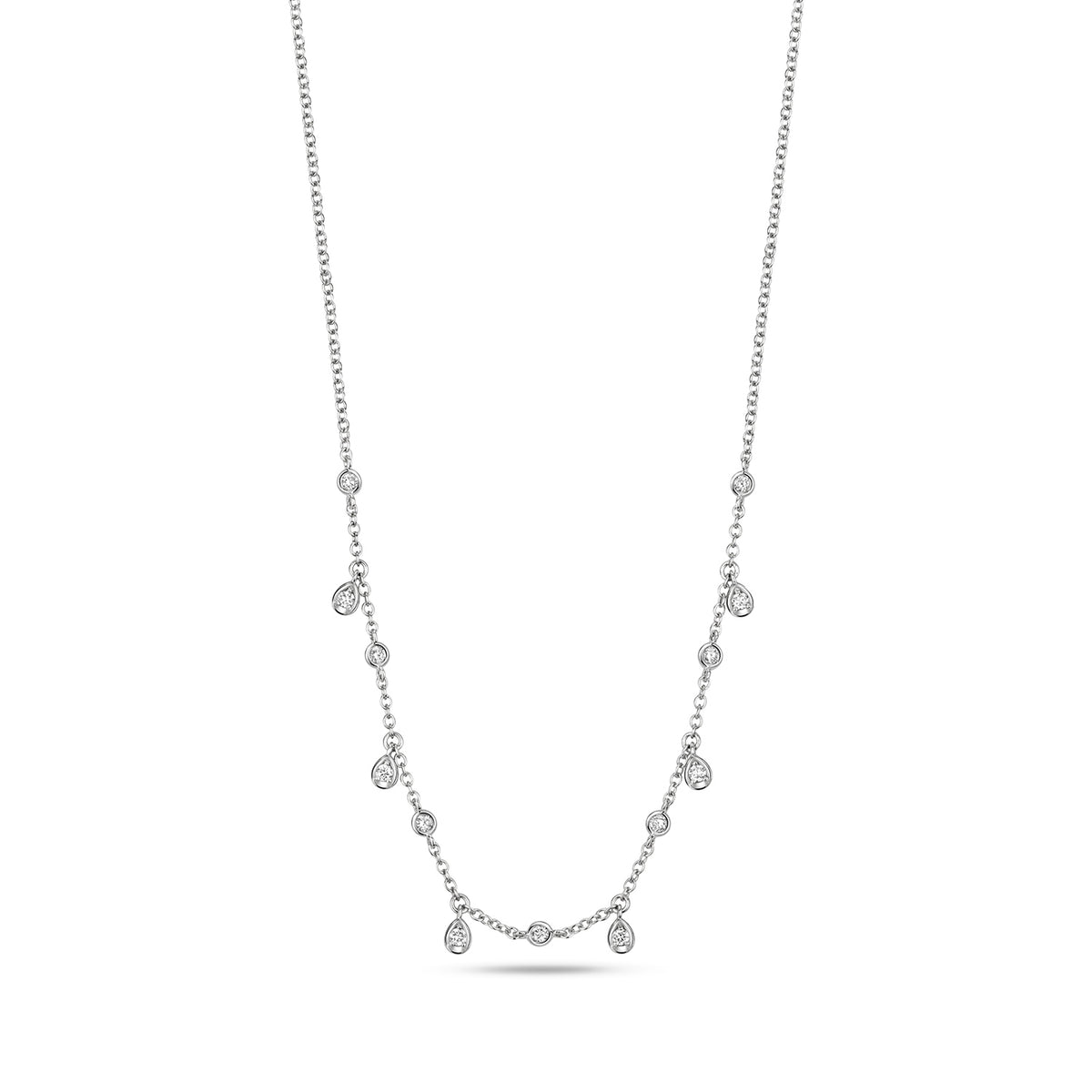 18ct White Gold 16-17"" Diamond Necklace 0.27CT