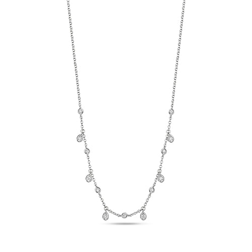 18ct White Gold 16-17"" Diamond Necklace 0.27CT