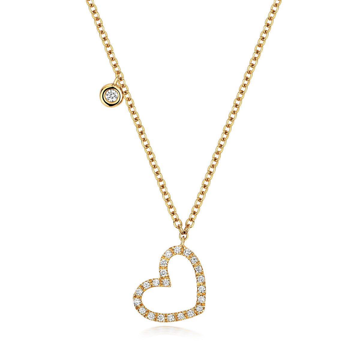 Mwclis Diemwnt 18ct Aur Melyn 16-17"" 0.1CT