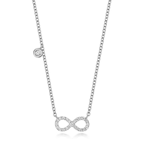 18ct White Gold 16-17"" Diamond Necklace 0.12CT