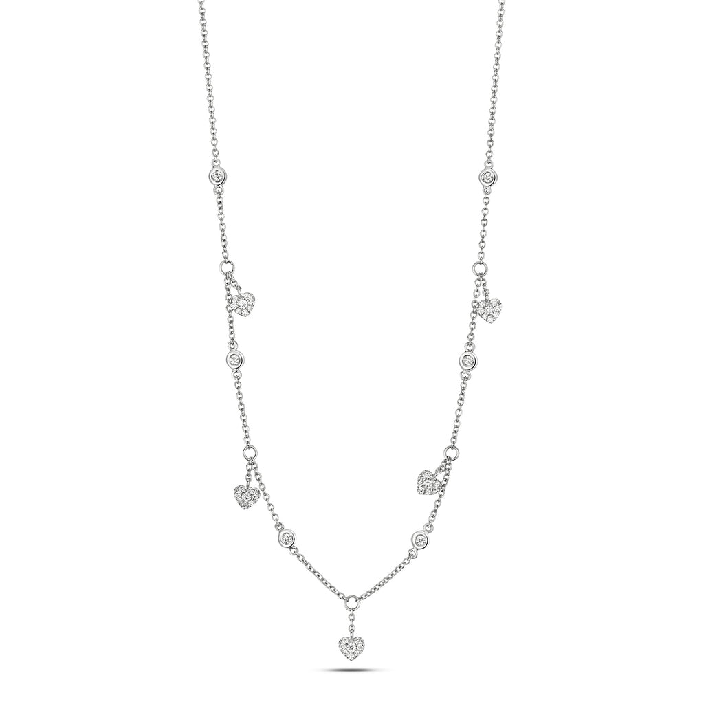 Mwclis Diemwnt 18ct Aur Gwyn 16-17"" 0.47CT