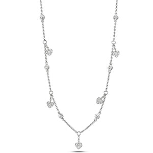 Mwclis Diemwnt 18ct Aur Gwyn 16-17"" 0.47CT