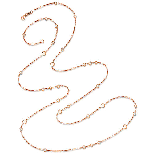 18ct Rose Gold 35"" Diamond Necklace 1.55CT