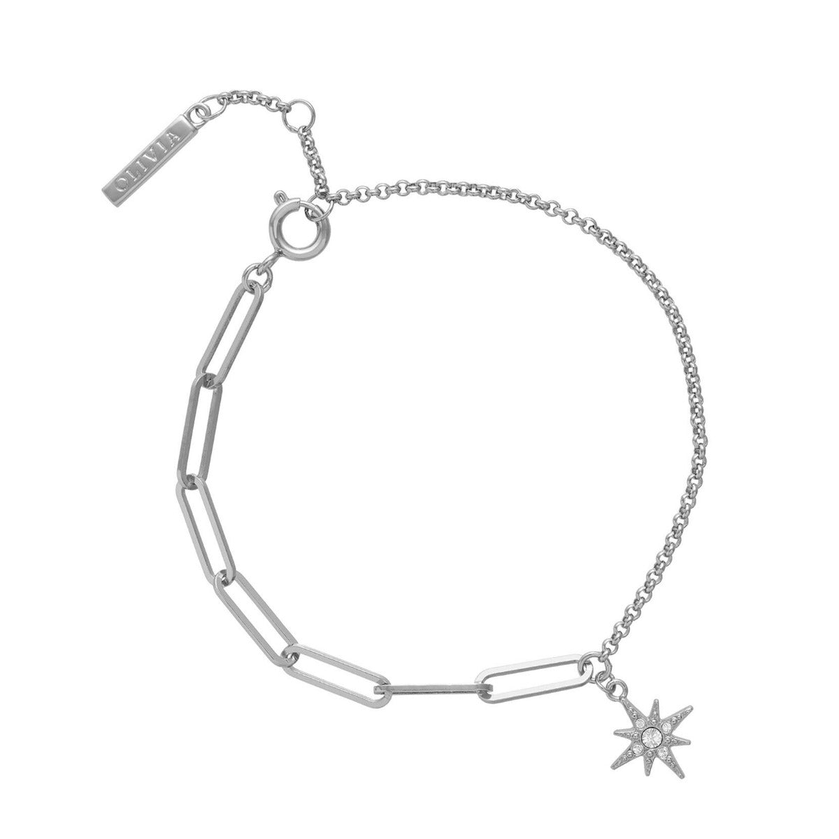 Olivia Burton Celestial North Star Mismatch Silver Bracelet OBJCLB48