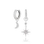 Olivia Burton Celestial Silver Moon & Star Huggie Hoop Earrings OBJCLE38