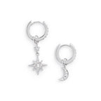 Olivia Burton Celestial Silver Moon & Star Huggie Hoop Earrings OBJCLE38