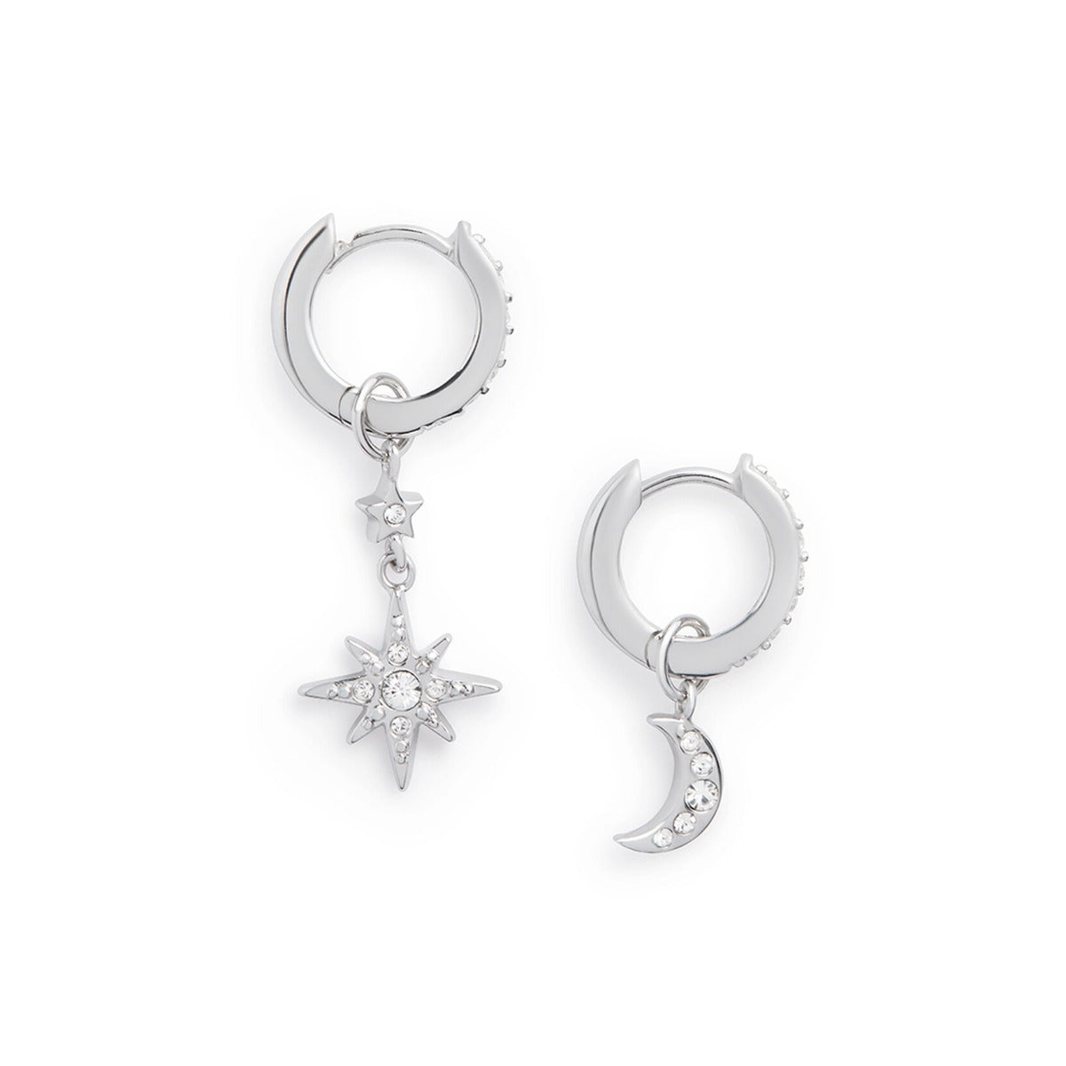 Olivia Burton Celestial Silver Moon & Star Huggie Hoop Earrings OBJCLE38