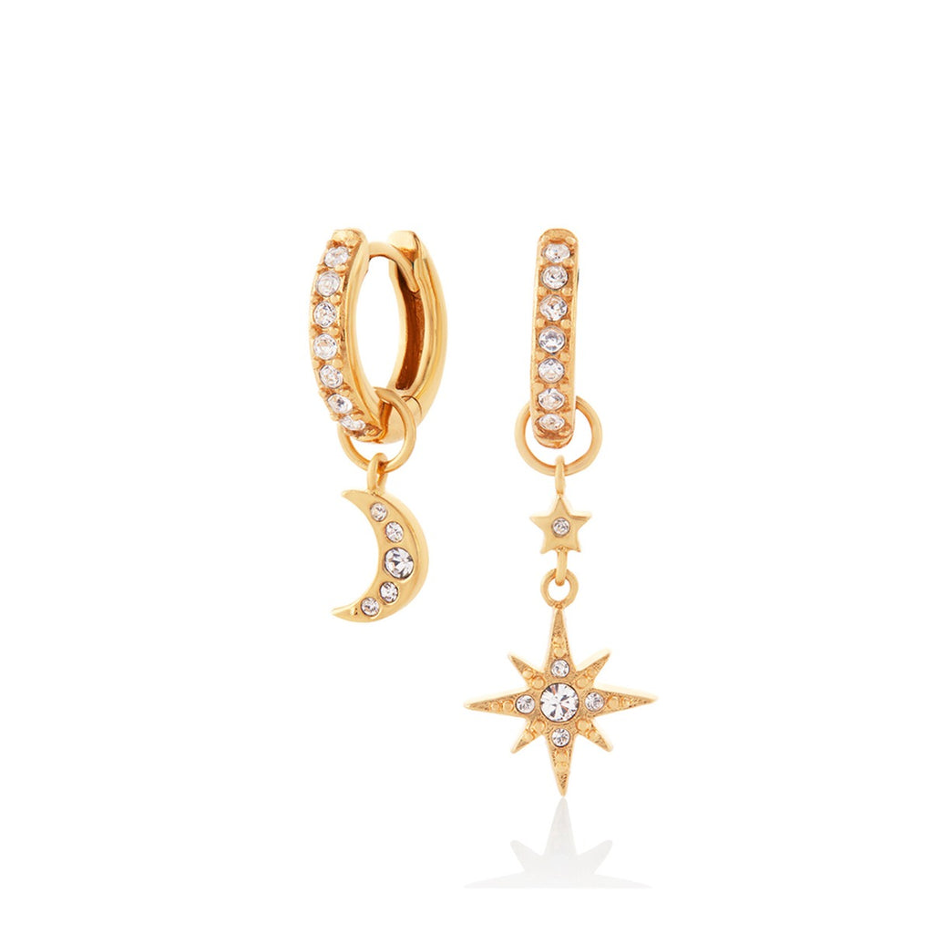 Olivia Burton Celestial Gold Moon & Star Huggie Hoop Earrings OBJCLE39