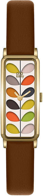 Orla Kiely Ladies Watch with White Dial and Brown Leather Strap OK2104