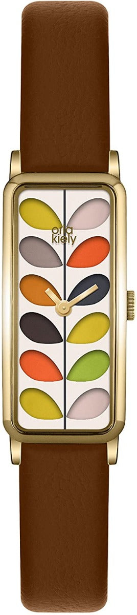 Orla Kiely Ladies Watch with White Dial and Brown Leather Strap OK2104