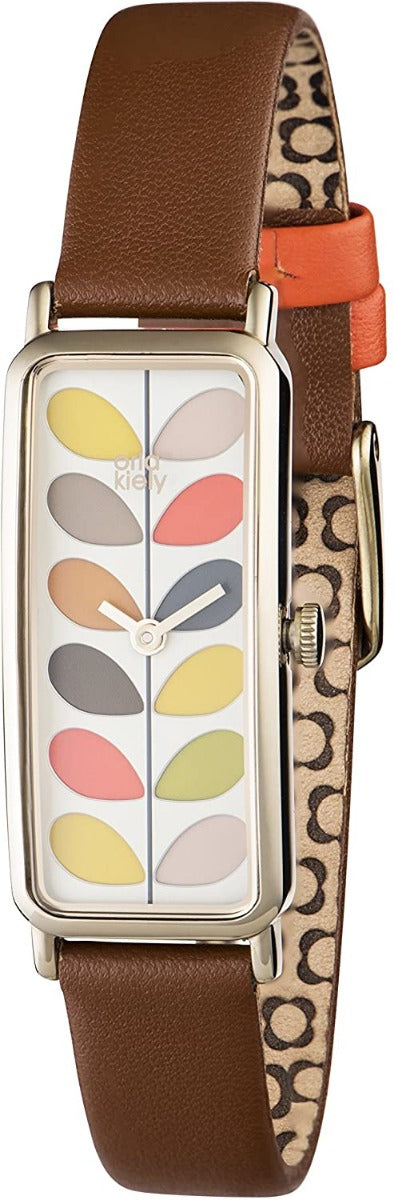 Orla Kiely Ladies Watch with White Dial and Brown Leather Strap OK2104