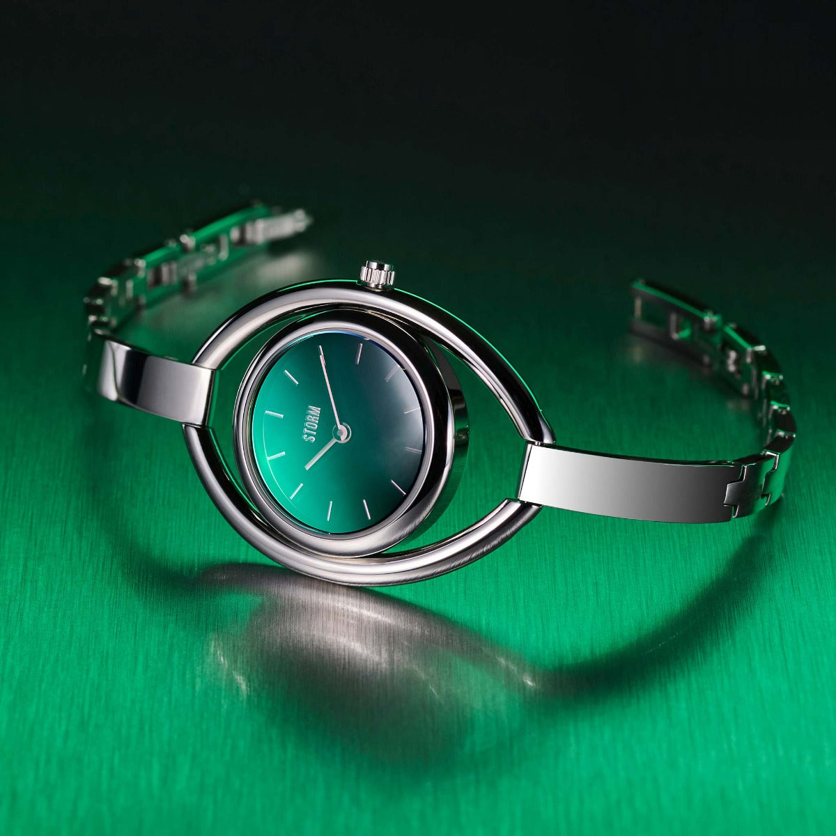 Storm Orlena Lazer Green Ladies Watch with Green Dial and Silver Bracelet 47563/GN