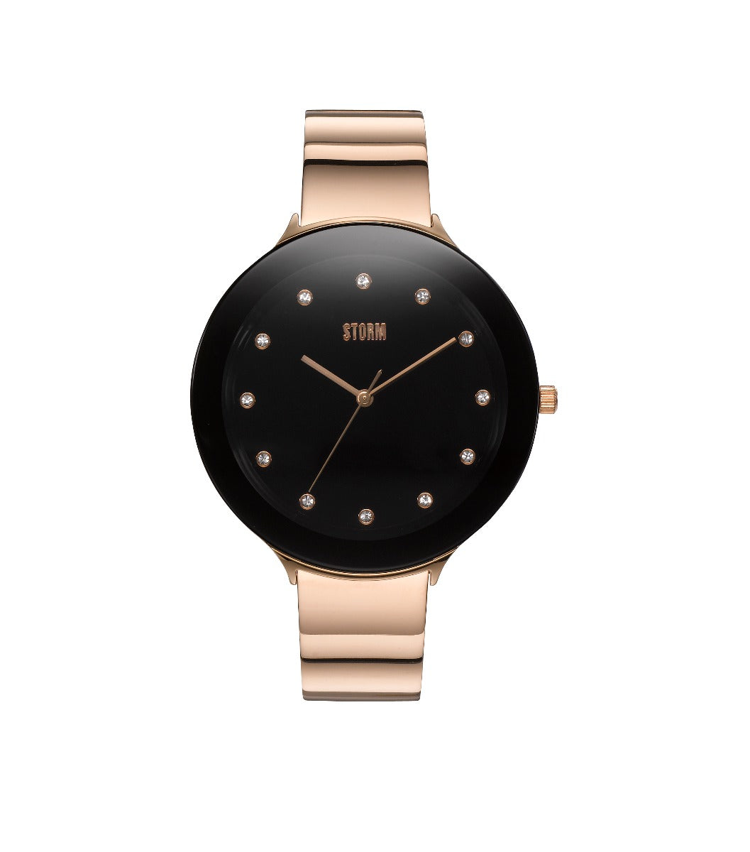 Gwylio Ostele i Ferched Storm gyda Deial Du a Strap Bangle Aur Rhosyn 47401/RG **Wedi'i Adnewyddu**