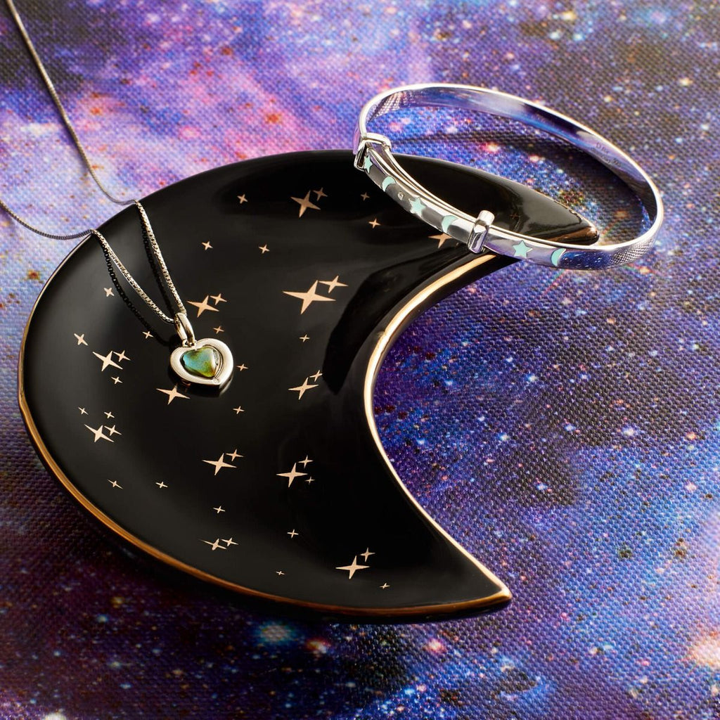 D for Diamond Glow in the Dark Star and Moon Bangle with Real Diamond B5542