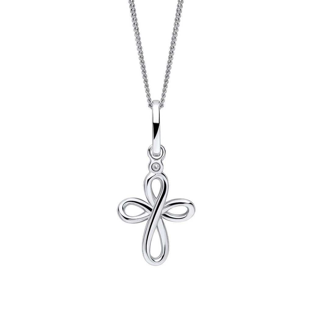 D for Diamond Kids Sterling Silver Cross Pendant with Real Diamond P5514