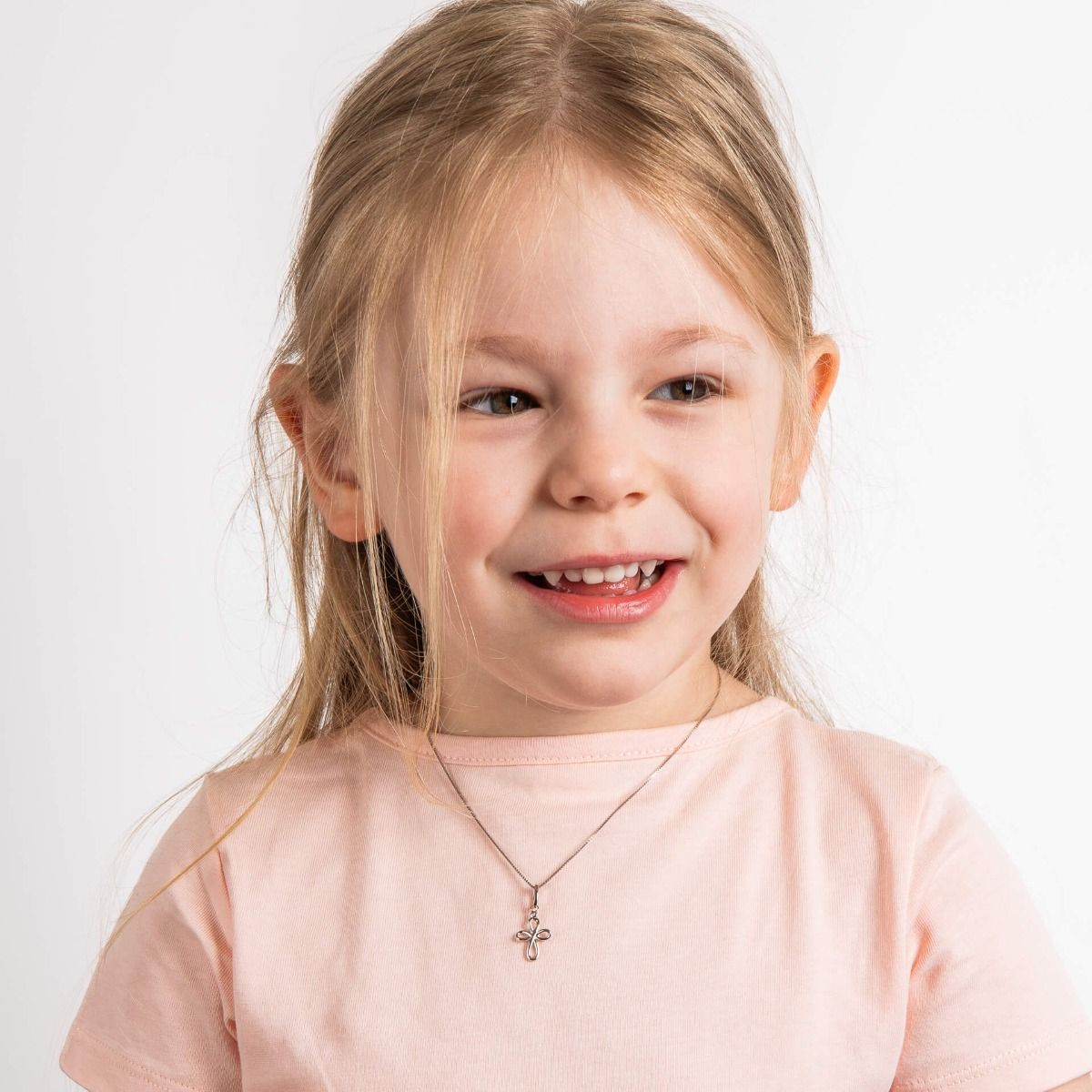 D for Diamond Kids Sterling Silver Cross Pendant with Real Diamond P5514