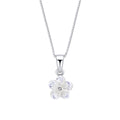 D for Diamond Carved Mother of Pearl Flower Pendant with Real Diamond P5565W