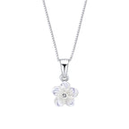 D for Diamond Carved Mother of Pearl Flower Pendant with Real Diamond P5565W