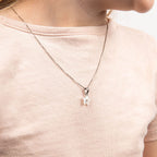 D for Diamond Carved Mother of Pearl Flower Pendant with Real Diamond P5565W