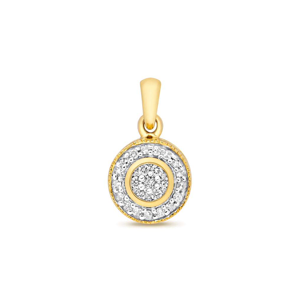 9ct Yellow Gold Diamond Pendant 0.1CT